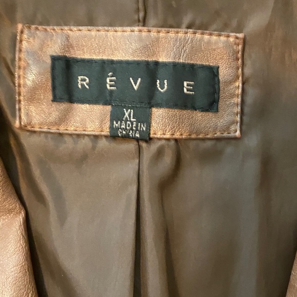 ❤️Revue Women's Brown Faux Leather Blazer - Picture 3 of 6